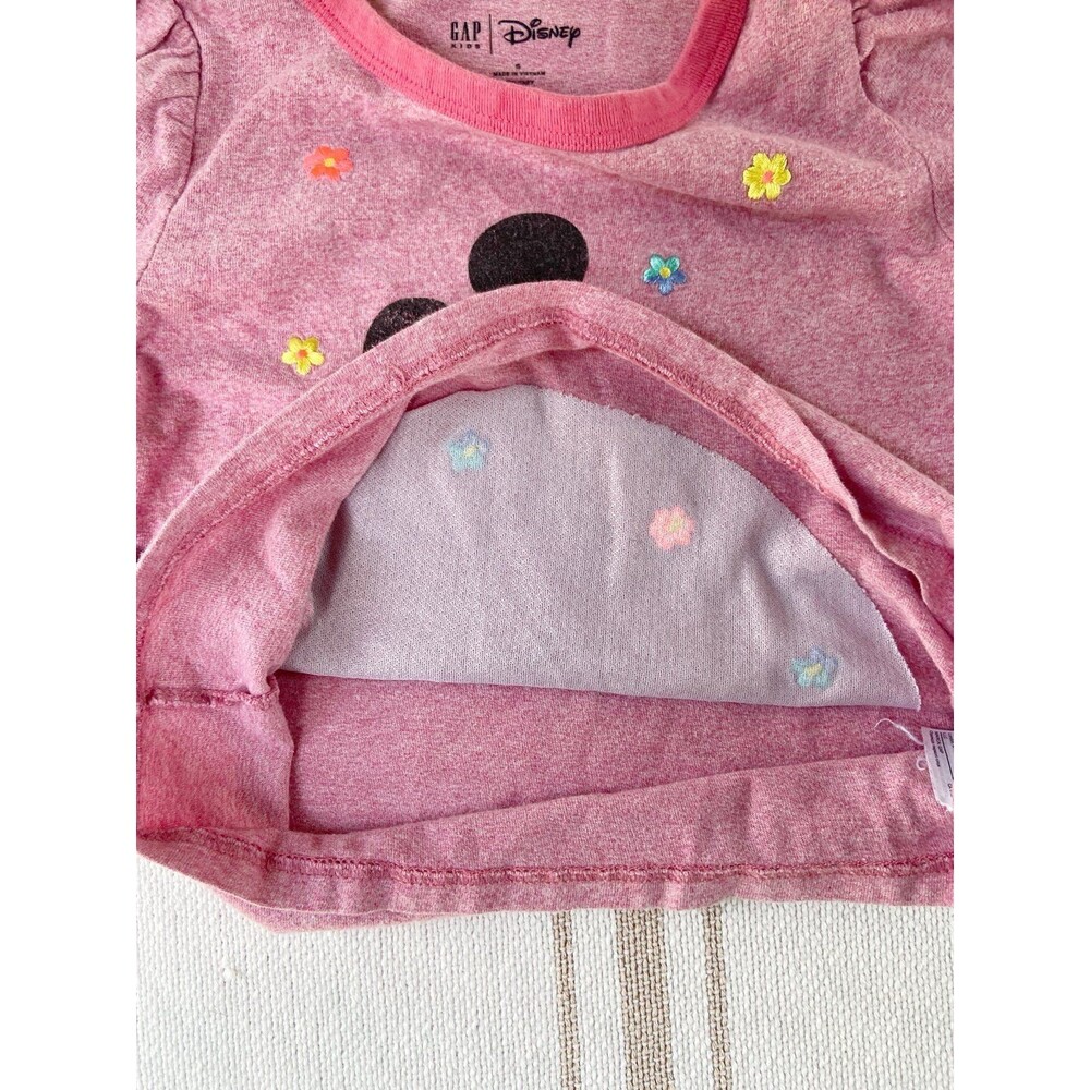 Gap Disney Kids Puff-Sleeve Graphic T-Shirt in Pink Heather Girls Size Small - Picture 7 of 10